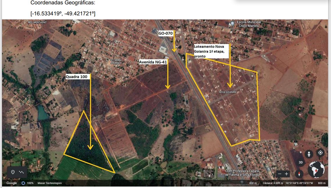 Gleba urbana em Goianira, Lot. Nova Goianira, Rua Ng-35 Com A ÁRea Verde 02, Qd 100, Lt 01, GO. Área: 135534.67m2