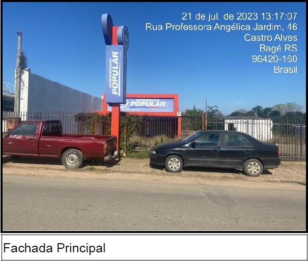 Galpão em Bagé, Castro Alves, Rua Professora Angelica Jardim, N. 46, Uso Misto, Lt 27, Qd 28, RS. Área: 327.56m2