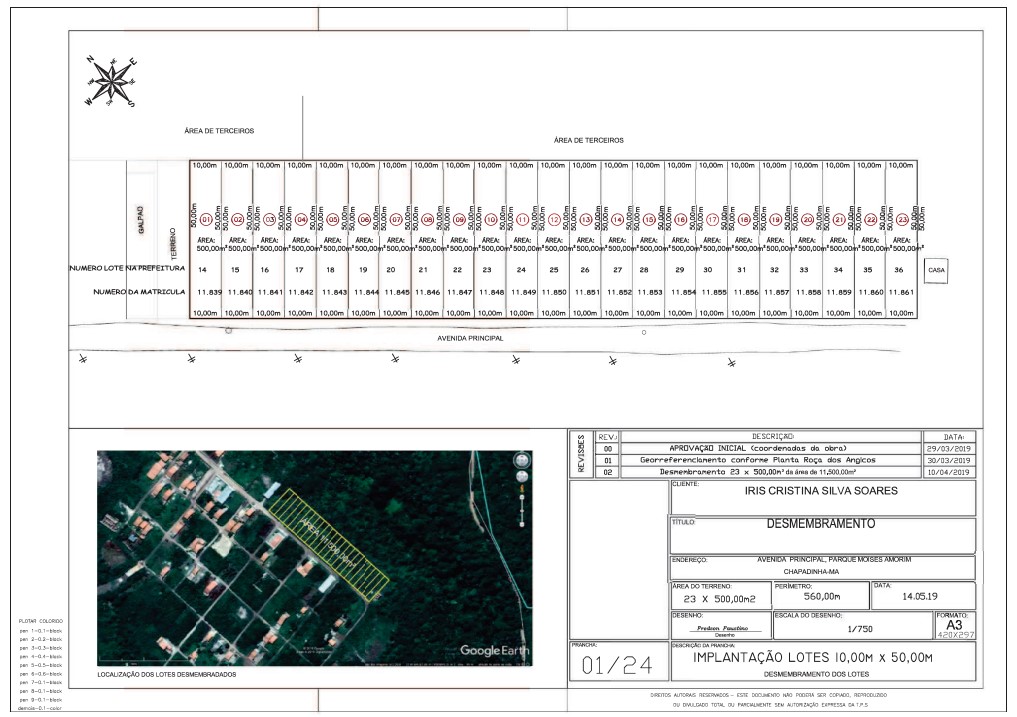 Terreno em Chapadinha, Parque Moisés Amorim, Avenida Principal, N. 00, MA. Área: 500m2