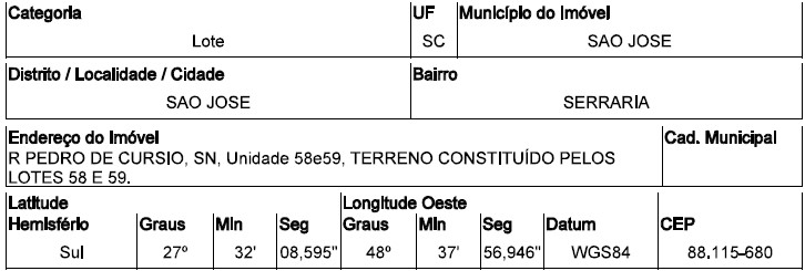 Terreno em São José, Serraria, Rua Pedro D. Cursio, N. 00, Lts 58 E 59, SC. Área: 633.6m2