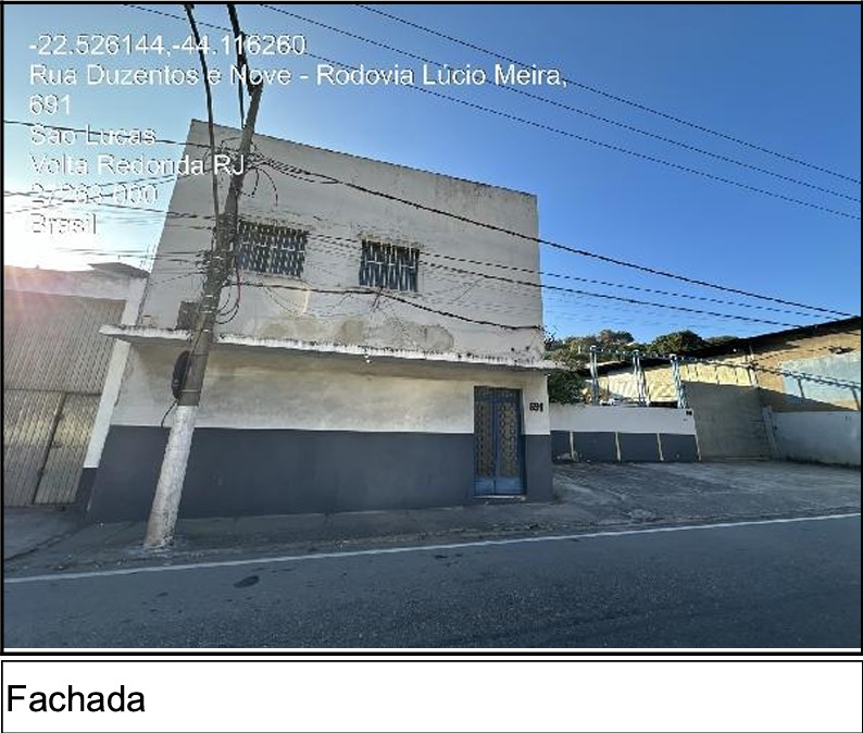 Galpão em Volta Redonda, Sao Lucas, Rua Vereador Francisco Evangelista Delgado, N. 691, Qd 03, Lt 05, RJ. Área: 952.17m2 Galpão em Volta Redonda, Sao Lucas, Rua Vereador Francisco Evangelista Delgado, N. 691, Qd 03, Lt 05, RJ. Área: 952.17m2