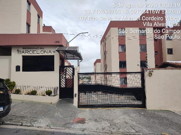 Apartamento em São Bernardo do Campo, Alves Dias, Rua Senador Manoel Cordeiro Villaca, N. 100, Apto 34, 3º Pav, Bl 2, SP. Área: 48.28m2