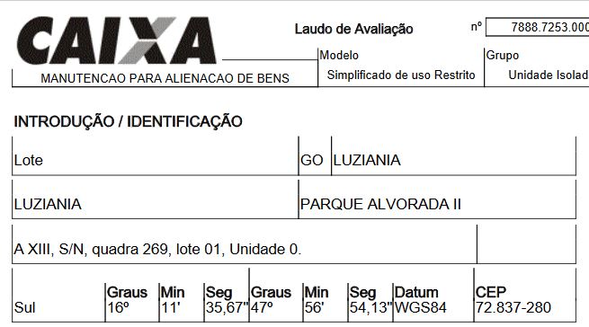 Terreno em Luziânia, Parque Alvorada Ii, Avenida Xiii Qd 269, N. Sn, Lt 01, GO. Área: 5625m2