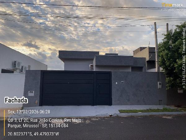 Casa em Mirassol, Residencial Mais Parque Mirassol, Rua Joao Covizzi, N. 368, Lt 20 Qd 03 0, 0320, SP. Área: 65.03m2