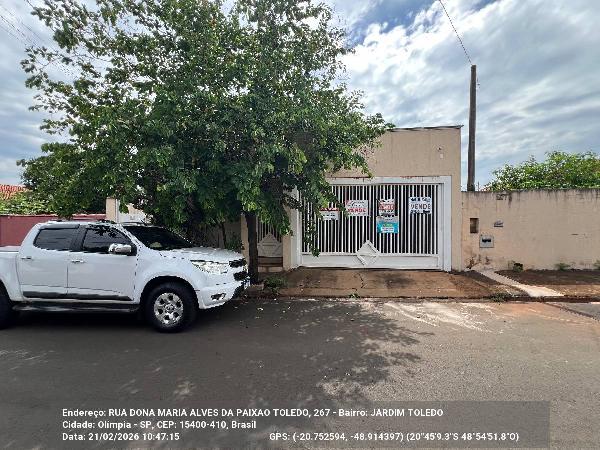 Casa em Olímpia, Jardim Toledo, Rua Dª Maria Alves Da Paixao Toledo, N. 267, Lt 10 Qd K, SP. Área: 117.62m2