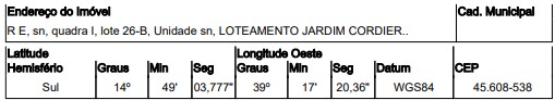 Terreno em Itabuna, Jacana, Rua E, N. Sn, Lt 26-B, Qd I, BA. Área: 200m2