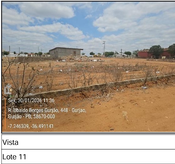 Terreno em Gurjão, Cazuza Gurjao, Rua Projetada 4, Lt 11 Qd B, PB. Área: 250m2