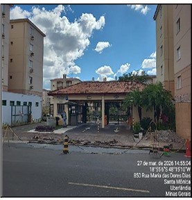 Apartamento em Uberlândia, Santa Monica, Rua Maria Das Dores Dias, N. 850, Apto 301, Bl 15, MG. Área: 84.69m2