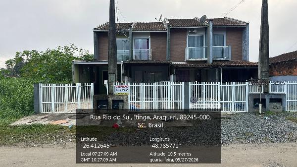 Casa em Araquari, Itinga, Rua Rio Do Sul, N. 29, Geminada 002 - Residencial Rio Do Sul, SC. Área: 52.44m2