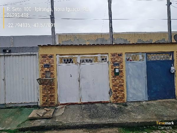 Casa em Nova Iguaçu, Ipiranga, Rua Sete, N. 90, Lt 26 Qd E, RJ. Área: 37.5m2