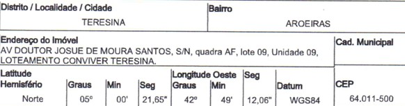 Terreno em Teresina, Alegre, Av. Dr. Josue Moura Santos, N. 2257, Lt 09, Qd Af, PI. Área: 200m2
