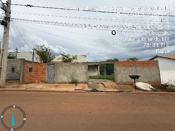 Casa em Várzea Grande, Paiaguas, Rua Moises, N. Sn, Qd 88 Area 01b, MT. Área: 64m2