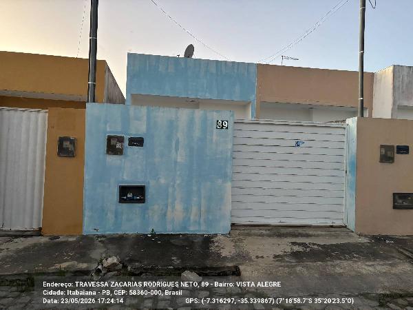 Casa em Itabaiana, Vista Alegre, Travessa Zacarias Rodrigues Neto, N. 89, Qd 46 Lt 08a, PB. Área: 70m2