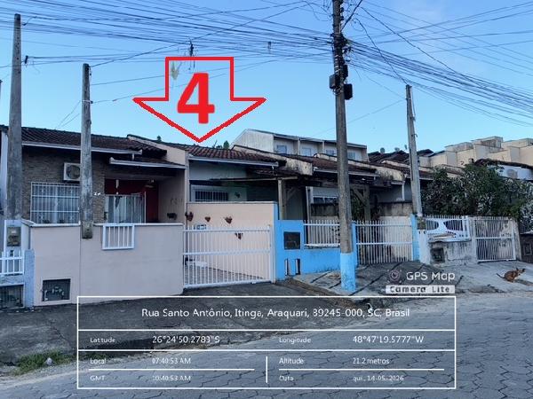 Casa em Araquari, Itinga, Rua Santo Antonio, N. 420, Cs 04, SC. Área: 52.24m2
