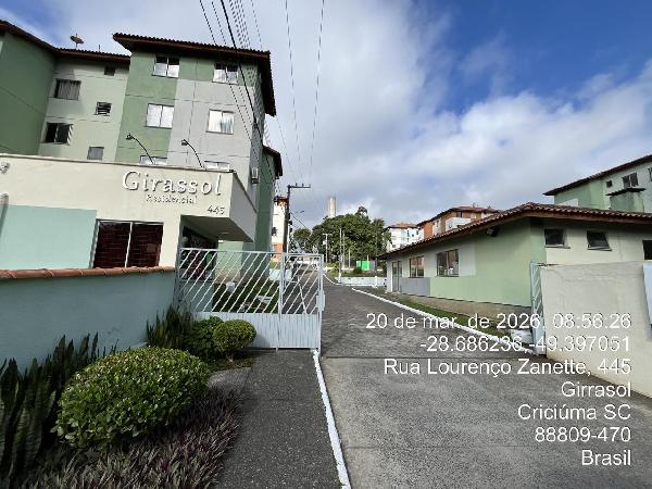 Apartamento em Criciúma, Santo Antonio, Rua Lourenco Zanette, N. 445, Apto 21, Bl 12, SC. Área: 44.42m2