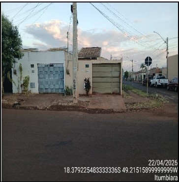 Casa em Itumbiara, Jardim Europa, Rua Doutor Jose Camilo Filho, N. 314, Cs F2 Lt 01 Qd S, GO. Área: 58.5m2
