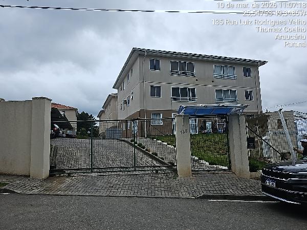 Apartamento em Araucária, Thomaz Coelho, Rua Luiz Rodrigues Velho, N. 185, Apto 24, Bl 04, 01 Vaga Descoberta, PR. Área: 48.96m2