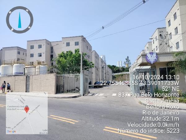 Apartamento em Belford Roxo, Santa Amelia, Rua Belo Horizonte, N. 855, Apto 103, Bl 06, Lt 02, RJ. Área: 43.29m2