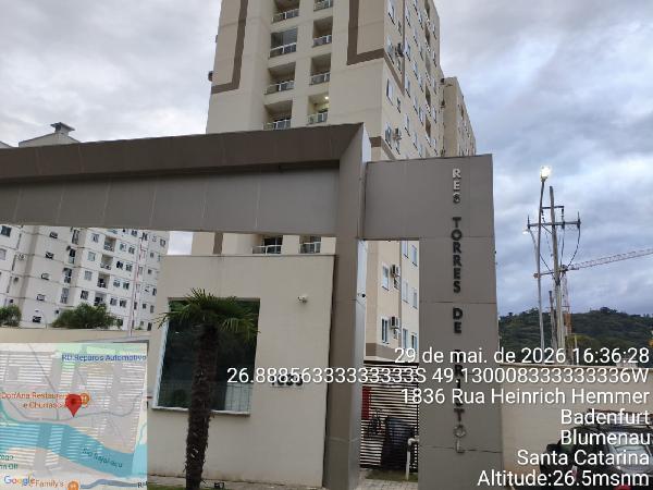 Apartamento em Blumenau, Badenfurt, Rua Heinrich Hemmer, N. 1836, Apto 406, Torre 02 Box 41, SC. Área: 44.35m2