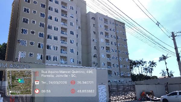 Apartamento em Joinville, Floresta, Rua Aquino Manoel Quintino, N. 536, Apto 401, Tr 07, SC. Área: 44.32m2