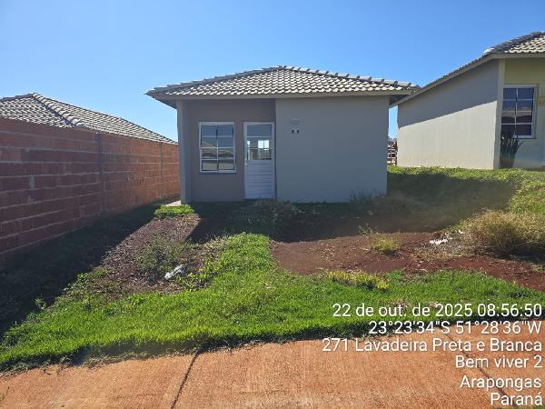Casa em Arapongas, Loteamento Viver Bem Arapongas 2, Rua Lavadeira Preta E Branca, N. 151, Lt 05 Qd 27, PR. Área: 43.85m2